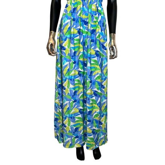Timing Tropical Leaf Print Maxi Dress NWT Cutout Tie Back Size M - Picture 6 of 12